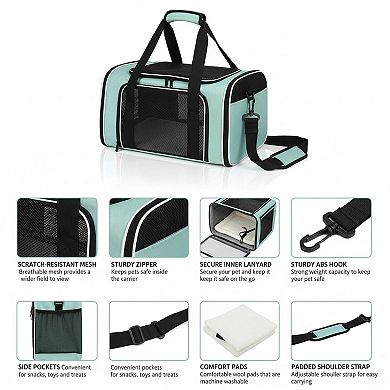 Petsfit Soft-sided Pet Carrier Airline Approved for Small Cats Dogs Under 15lbs