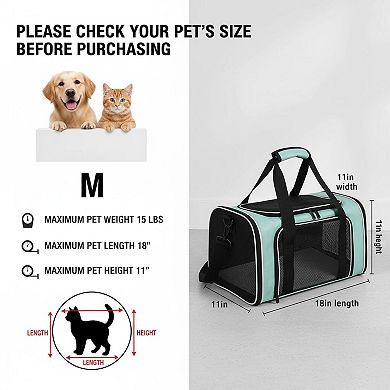 Petsfit Soft-sided Pet Carrier Airline Approved for Small Cats Dogs Under 15lbs