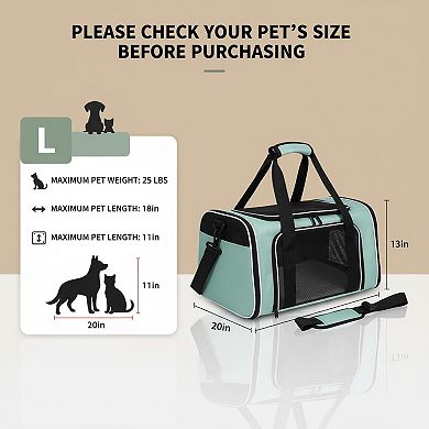 Petsfit Soft-sided Pet Carrier Airline Approved for Small Cats Dogs Under 15lbs