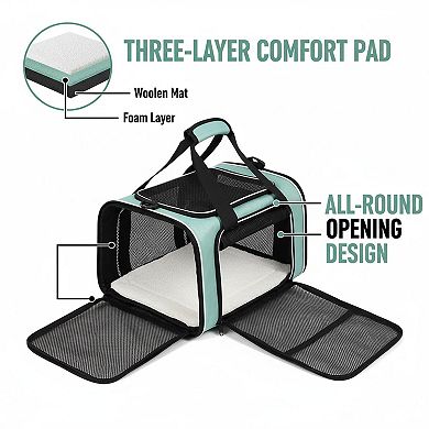 Petsfit Soft-sided Pet Carrier Airline Approved for Small Cats Dogs Under 15lbs