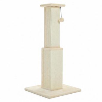 Nicate 32 in Tall Cat Scratching Post: Sisal Base, Dangling Ball, Wooden Plush Base