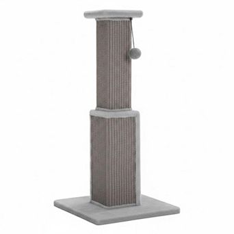 Nicate 32 in Tall Cat Scratching Post: Sisal Base, Dangling Ball, Wooden Plush Base