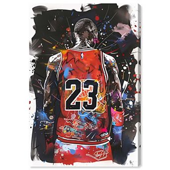 Notoriart Gallery Wrapped Red Graffiti Basketball Player Canvas Print