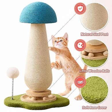Nicate Cat Scratcher Tower Solid Wood Sisal Sturdy Space-Saving Stylish Easy Assemble