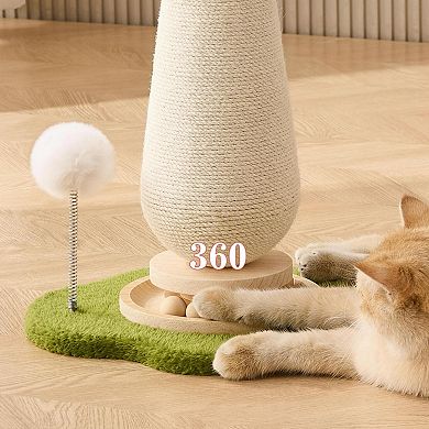 Nicate Cat Scratcher Tower Solid Wood Sisal Sturdy Space-Saving Stylish Easy Assemble