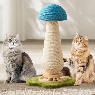 Nicate Cat Scratcher Tower Solid Wood Sisal Sturdy Space-Saving Stylish Easy Assemble
