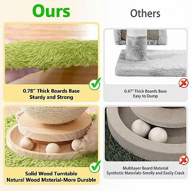 Nicate Cat Scratcher Tower Solid Wood Sisal Sturdy Space-Saving Stylish Easy Assemble