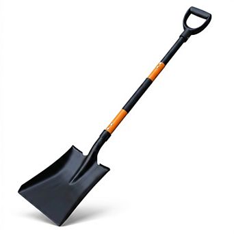 Heavy Duty Steel Flat Shovel, 47" D-Handle Anti-Slip Grip, Garden