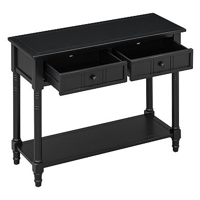 Merax Console Table Traditional Design with Two Drawers and Bottom Shelf