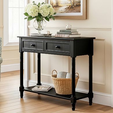 Merax Console Table Traditional Design with Two Drawers and Bottom Shelf