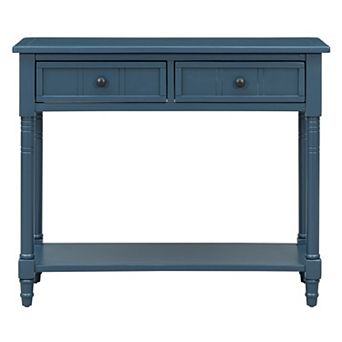Merax Console Table Traditional Design with Two Drawers and Bottom Shelf