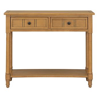 Merax Console Table Traditional Design with Two Drawers and Bottom Shelf