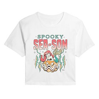 Juniors' Disney Princess Ariel Spooky Sea-Son Cropped Tee