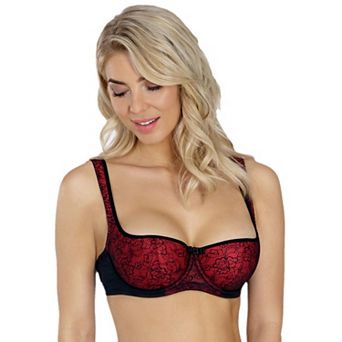 ROSME Women's Lace Balconette Bra with Push-Up Effect, Underwired Demi Cup, Grand Collection