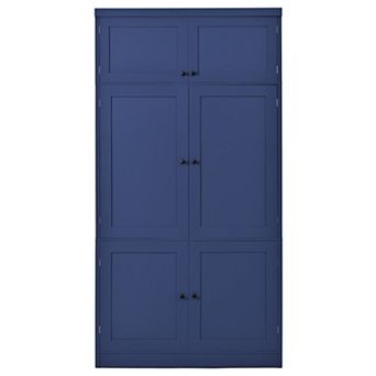 Merax 80.1" Tall Freestanding Shaker Pantry Cabinet Large Kitchen Storage with 2 Power Outlets