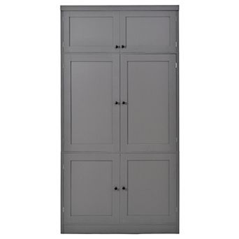 Merax 80.1" Tall Freestanding Shaker Pantry Cabinet Large Kitchen Storage with 2 Power Outlets