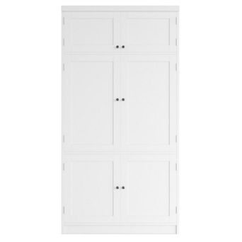 Merax 80.1" Tall Freestanding Shaker Pantry Cabinet Large Kitchen Storage with 2 Power Outlets