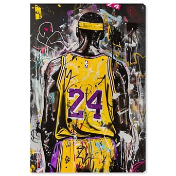 Notoriart Gallery Wrapped Yellow Graffiti Basketball Player Canvas Print