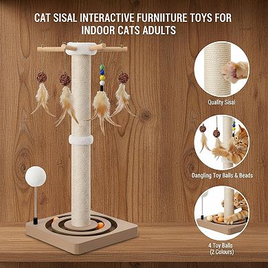 Nicate Cat Sisal Interactive Scratcher Tower: Hanging Toys for Indoor Cats