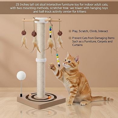 Nicate Cat Sisal Interactive Scratcher Tower: Hanging Toys for Indoor Cats
