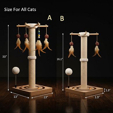 Nicate Cat Sisal Interactive Scratcher Tower: Hanging Toys for Indoor Cats