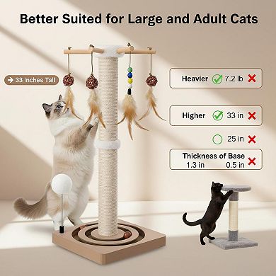 Nicate Cat Sisal Interactive Scratcher Tower: Hanging Toys for Indoor Cats