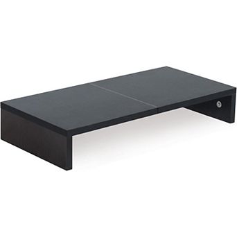 Black Wood Monitor Stand Riser 20", with Storage Organizer for PC, Laptop Printer