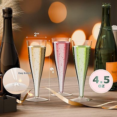 Plastic Champagne Flutes Disposable Champagne Glasses - 40 Pack 4.5Oz Clear Mimosa Cocktail Cups