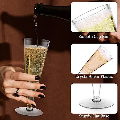 Plastic Champagne Flutes Disposable Champagne Glasses - 40 Pack 4.5Oz Clear Mimosa Cocktail Cups