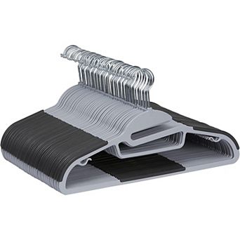 Gray 50-Pack Rubber Coated Hangers, Non-Slip Space-Saving with Swivel Hook