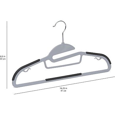 Gray 50-Pack Rubber Coated Hangers, Non-Slip Space-Saving with Swivel Hook