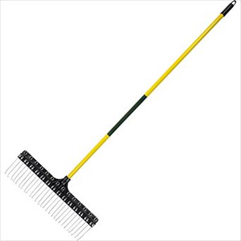 21" Steel Tine Garden Rake with 55" Fiberglass Handle for Gardening Lawn Care