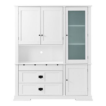Merax Freestanding Buffet with Hutch, Large Kitchen Pantry Storage Cabinet with Drawers