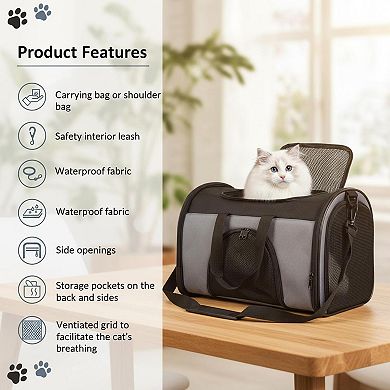 Petsfit TSA Approved Soft Pet Carrier Backpack for Small-Medium Cats/Puppies 15 Lbs