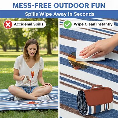 Soft Dual-Layer Waterproof Picnic Blanket 60", Extra Large Foldable for Family Outdoors