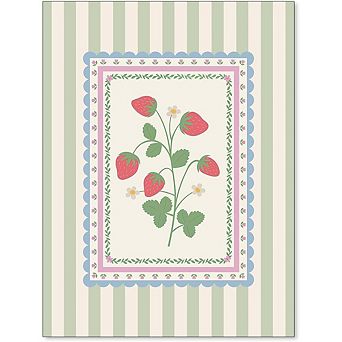Boho Botanical Wall Art Strawberry Floral Cottagecore Canvas Print Decor