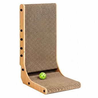 Nicate Cardboard Cat Scratcher L Shaped Vertical Board With Ball For Indoor Cats Scratch Relax Play