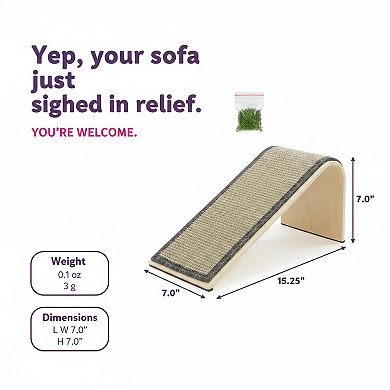 Petsfit Sisal Angle Ramp Cat Scratcher Woven Surface Stable Wooden Structure Catnip Included