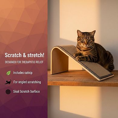 Petsfit Sisal Angle Ramp Cat Scratcher Woven Surface Stable Wooden Structure Catnip Included