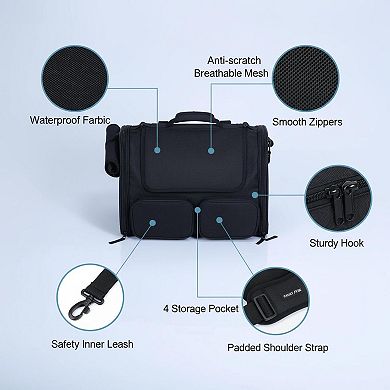 Petsfit Airline Approved Pet Carrier: 4 Mesh Windows, 4 Pockets, Rollable Cover, Under 15 Lb