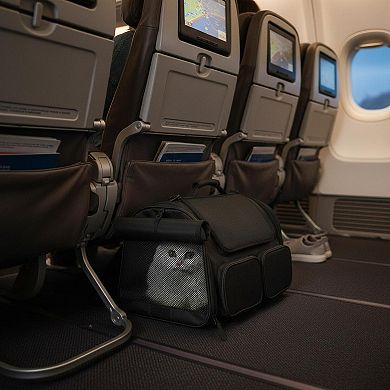 Petsfit Airline Approved Pet Carrier: 4 Mesh Windows, 4 Pockets, Rollable Cover, Under 15 Lb