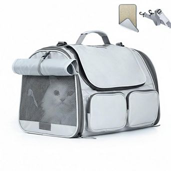 Petsfit Airline Approved Pet Carrier: 4 Mesh Windows, 4 Pockets, Rollable Cover, Under 15 Lb