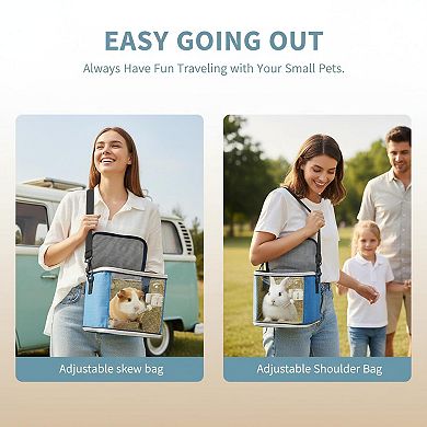 Petsfit Portable Small Animal Carrier: Clear Window, Breathable Mesh, Foldable for Guinea
