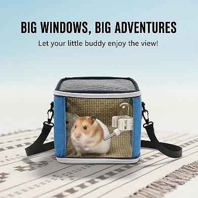 Petsfit Portable Small Animal Carrier: Clear Window, Breathable Mesh, Foldable for Guinea