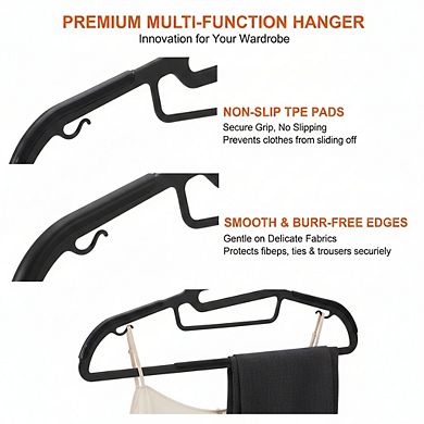 Gray 50-Pack Heavy Duty Non-Slip Plastic Hangers with Rubber Horizontal Bar