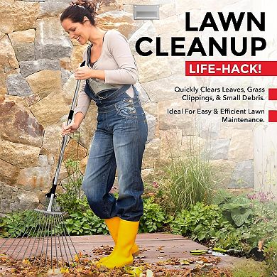 Adjustable Collapsible Metal Rake, Telescopic Garden Tool for Leaves Small Areas