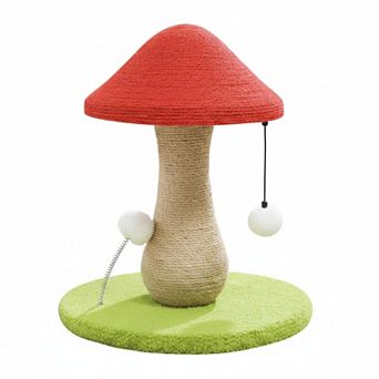 Nicate Mushroom Cat Scratcher Cute Sisal Covered Pompoms Large Sturdy Base Indoor Cats
