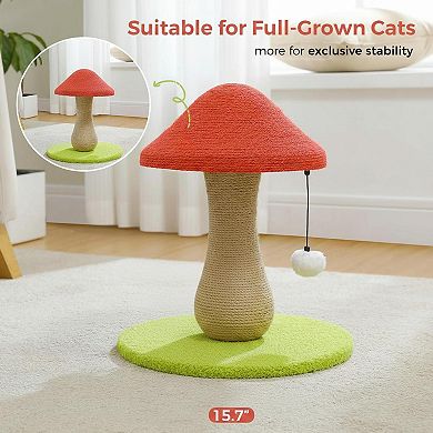 Nicate Mushroom Cat Scratcher Cute Sisal Covered Pompoms Large Sturdy Base Indoor Cats