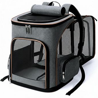 Petsfit Expandable Pet Backpack Carrier for Cats Small Dogs Up to 18lbs Breathable Travel