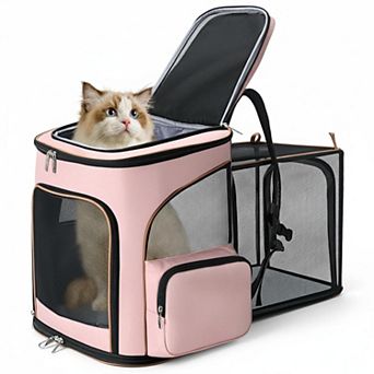 Petsfit Expandable Pet Backpack Carrier for Cats Small Dogs Up to 18lbs Breathable Travel